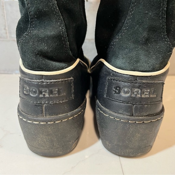 Sorel High Black Suede Mid Calf Lace Up Winter Boots 7 - Picture 11 of 13
